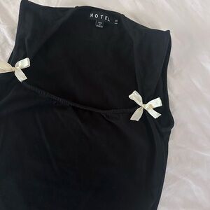 Motel Rocks Black Top with Cream Bows